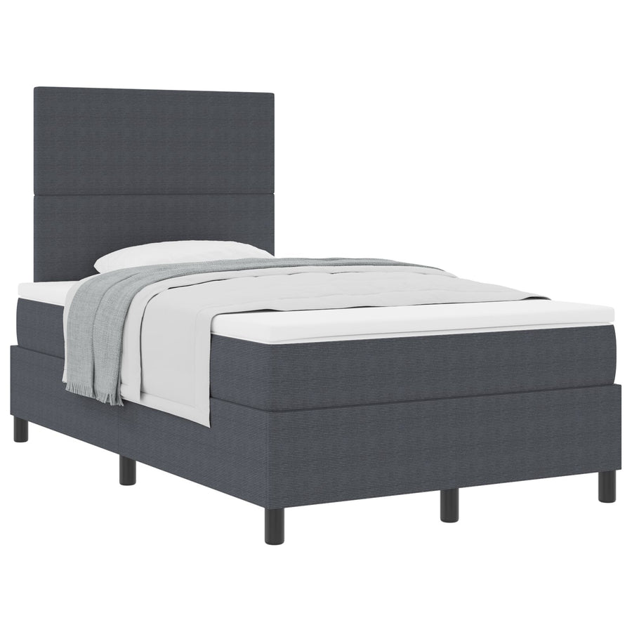 Boxspringbed Met Matras Donkergrijs 120X200 Cm Korduroy Stof