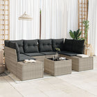 Garden Sofa Set with Cushions 7 pcs Light Grey poly rattan