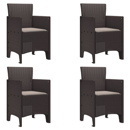 5-Delige Tuin Eettafel Set Met Kussens Bruin Poly Rattan