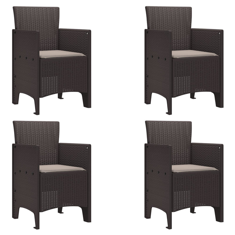 5-Delige Tuin Eettafel Set Met Kussens Bruin Poly Rattan