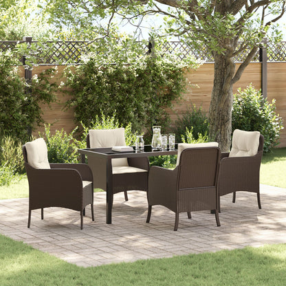 5-Delige Tuin Eetset Met Kussens Bruine Poly Rattan