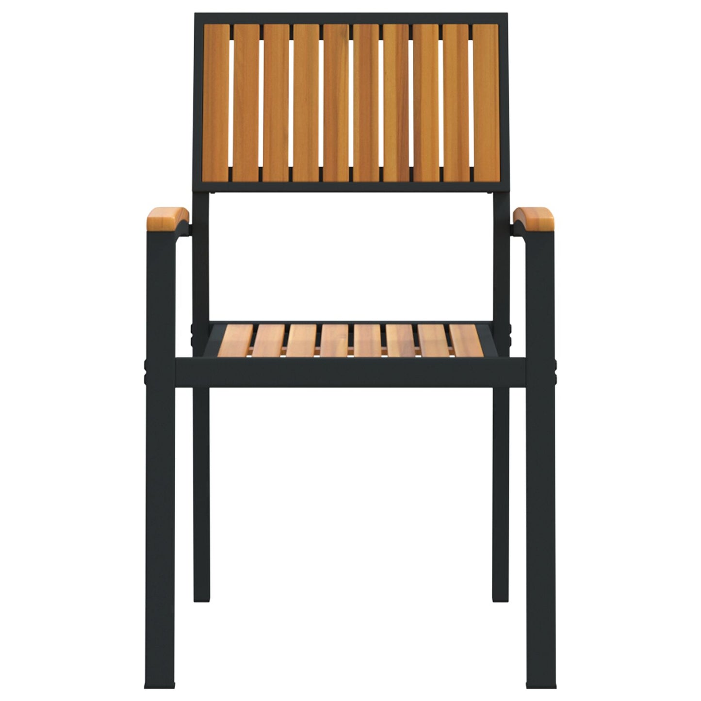 Tuinstoelen 4 Stuks Stapelbaar Massief Acaciahout & Metaal Natuur en zwart