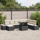 Garden Sofa Set with Cushions 9 pcs Black and Cream Poly Rattan
