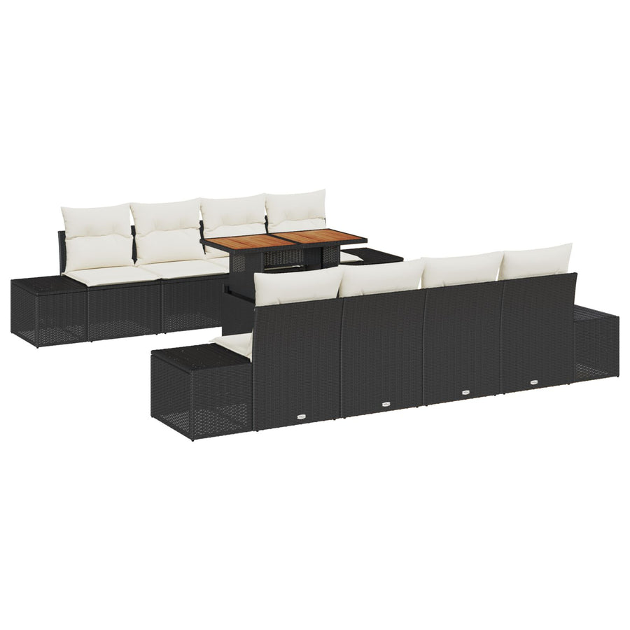 Tuin Sofa Set Set Van 7 Zwart Synthetisch Riet, Polyester