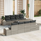 Garden Sofa Set with Cushions 7 pcs Light Grey poly rattan