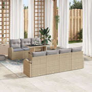 Tuinset poly rattan beige 8-delig