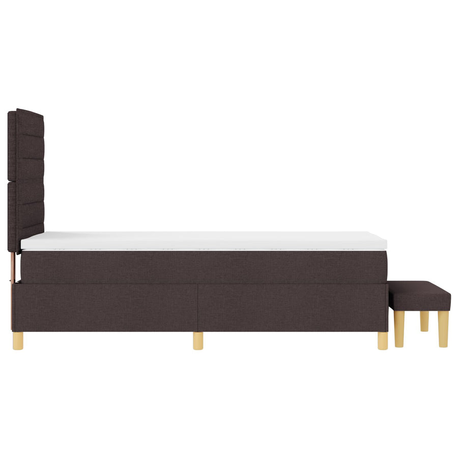 Boxspringbed Met Matras En Bank Stof Donkerbruin 100 x 200 cm Lijnen ontwerp