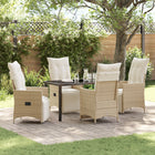 Garden Dining Set with Cushion 5 pcs Beige Poly Rattan
