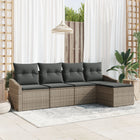 Loungeset poly rattan grijs 5-delig
