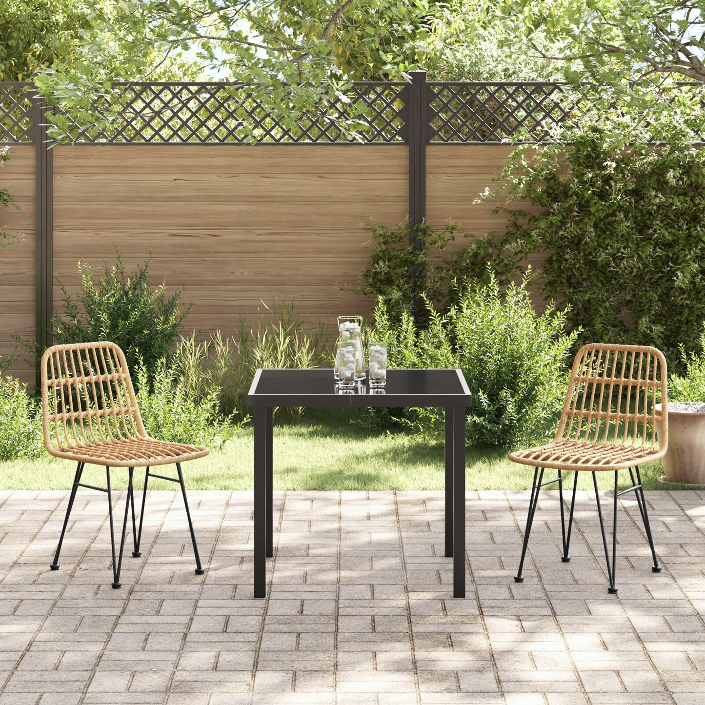 3-Delige Tuin Eetset Bruin Poly Rattan