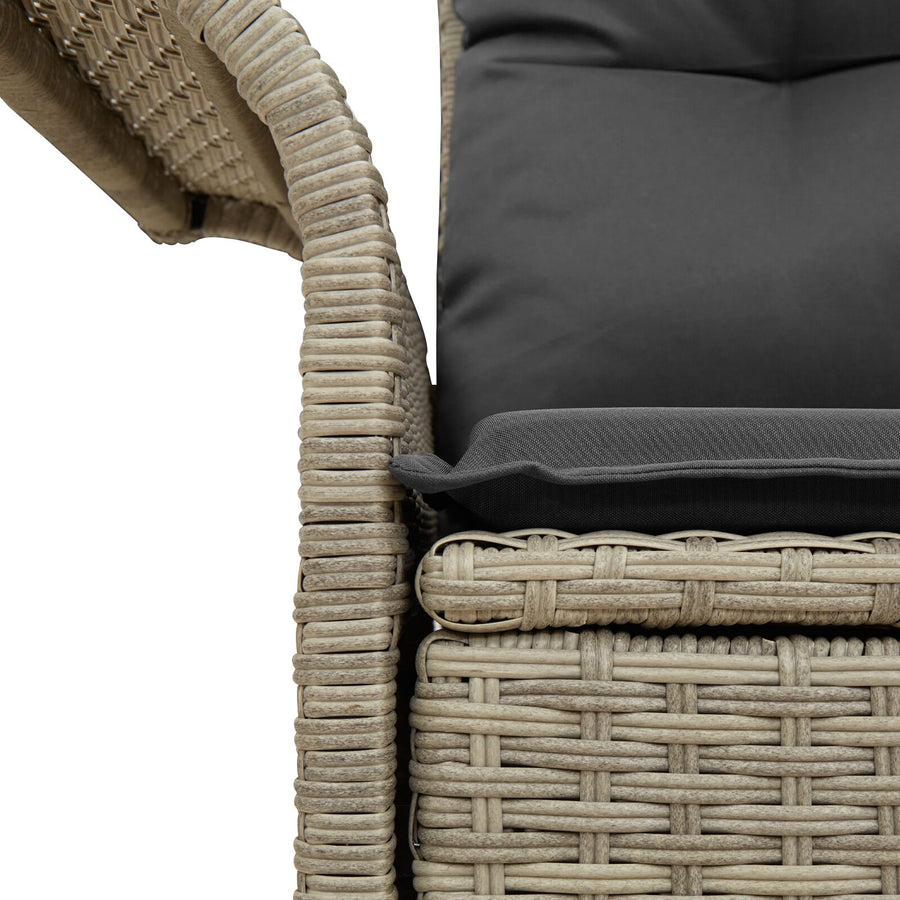 2-Zits Tuin Sofa & Kussens Poly Rattan Lichtgrijs met opslag