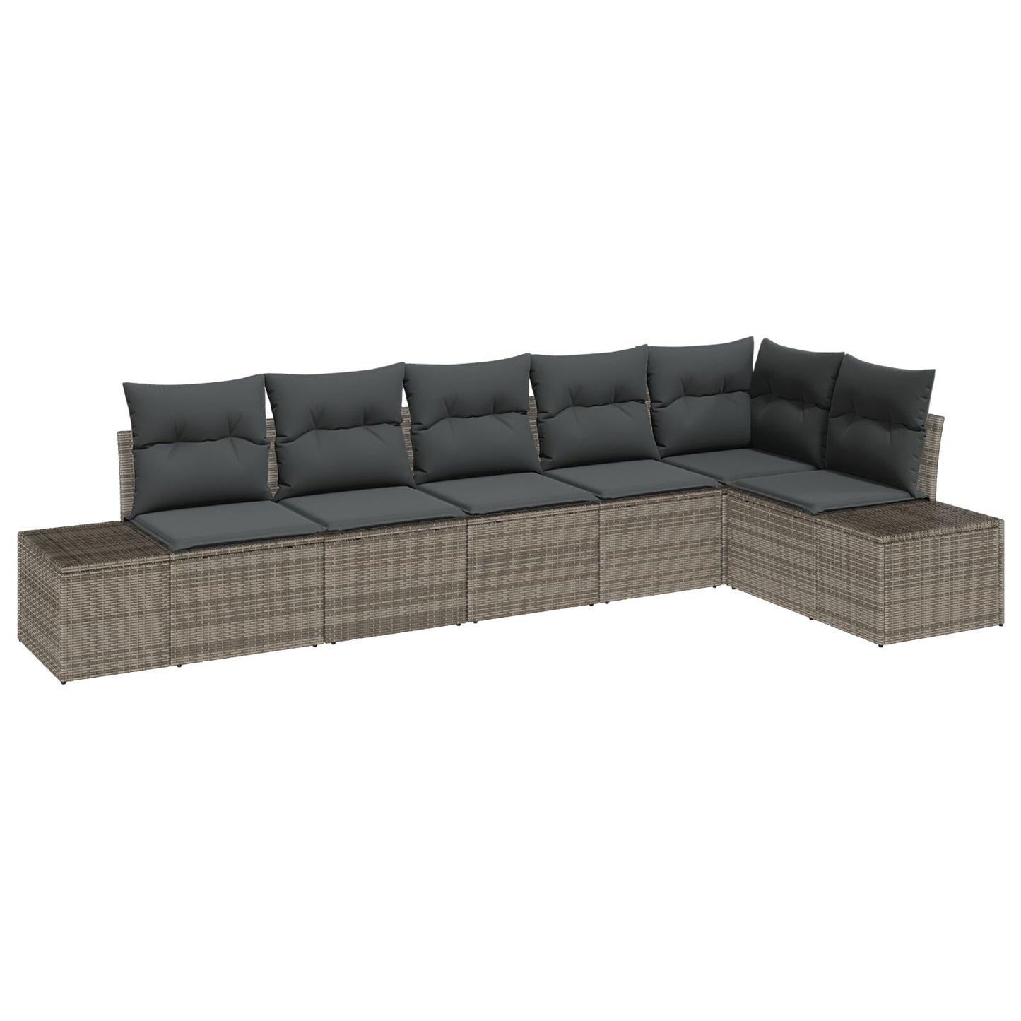 6-Delige Tuin Sofa Set Met Kussens Poly Rattan Grijs zonder tafel