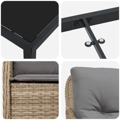 5-Delige Tuinset Met Kussens Beige Poly Rattan