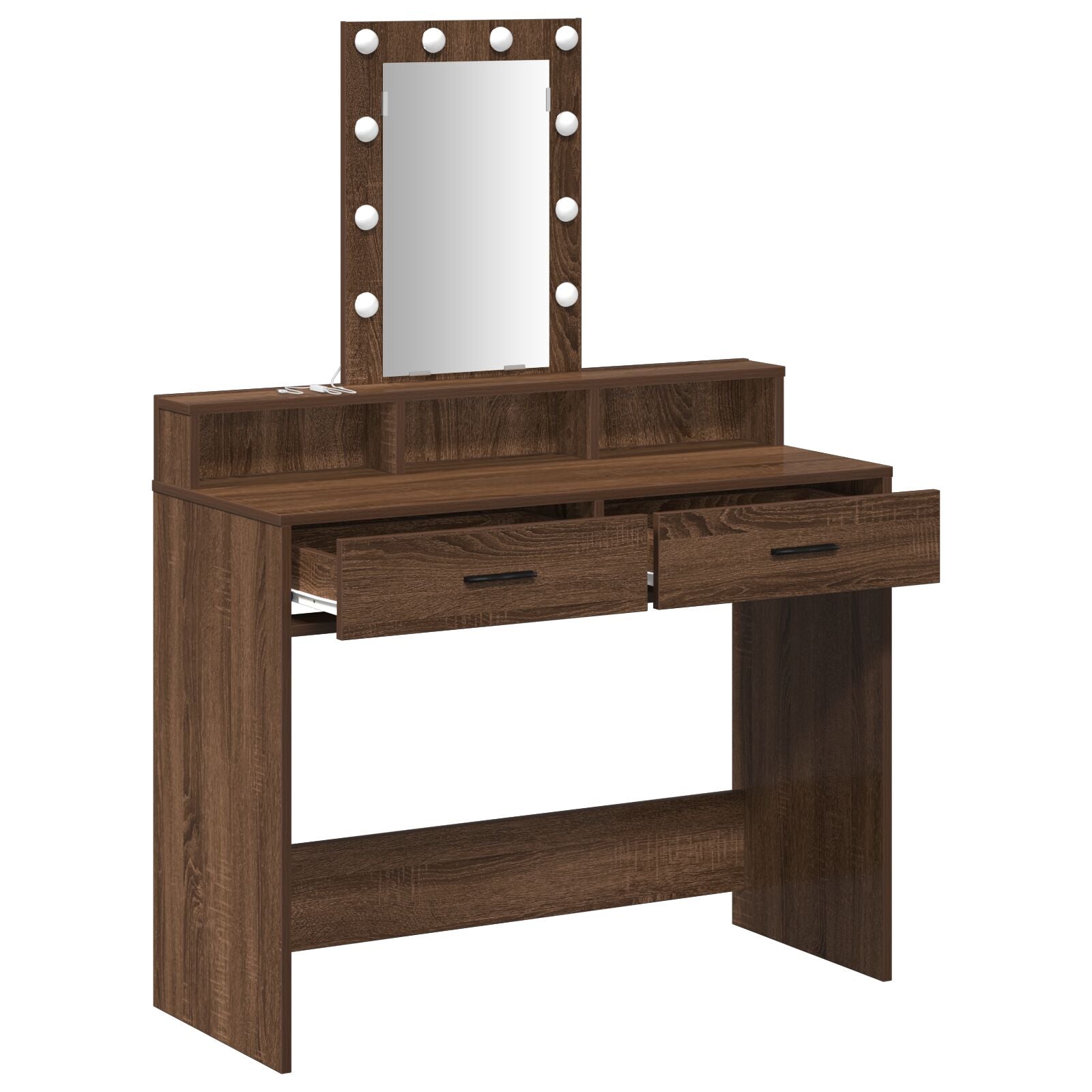 Kaptafel Met Led-Lampen Bruin eiken 100 x 41 x 140 cm