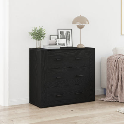 Dressoir Zwart Eiken 33X80X70 Cm Engineered Hout