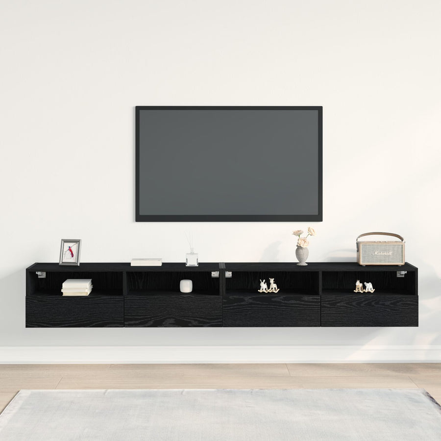 Tv Wandelementen 2 St Bewerkt Hout Zwart eiken