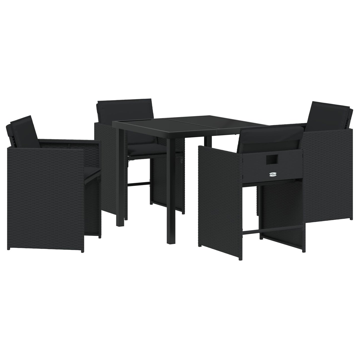 5-Delige Tuin Eetset Met Kussens Zwart Poly Rattan