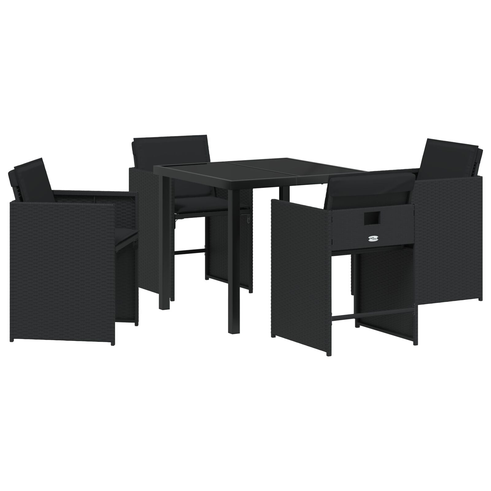 5-Delige Tuin Eetset Met Kussens Zwart Poly Rattan