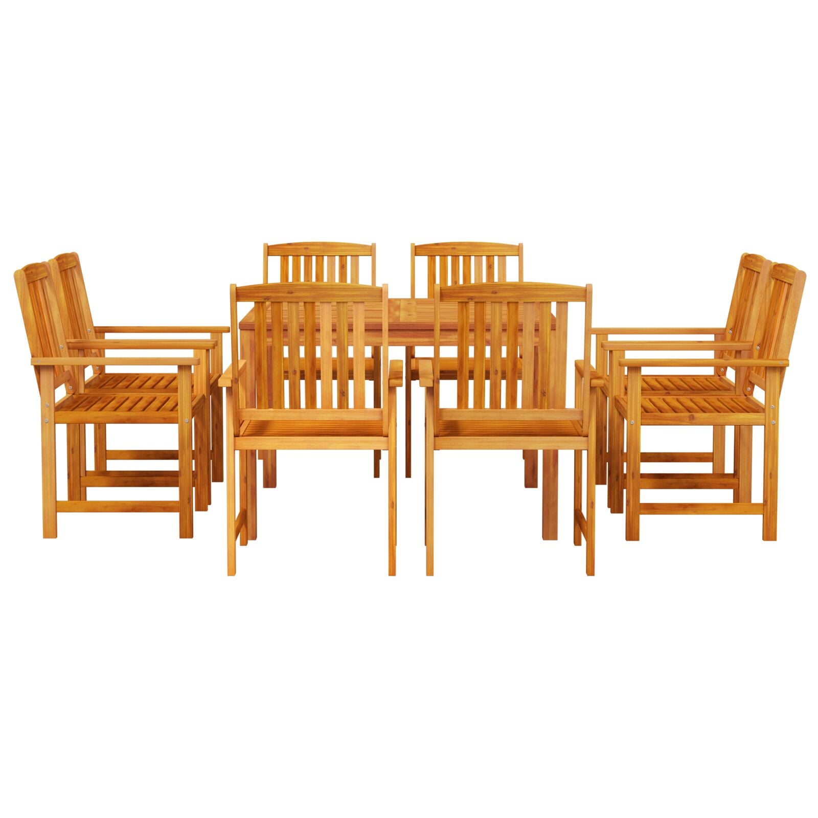 9-Delige Tuin-Eettafel Set Van Massief Acaciahout 8-Persoons Tafellengte 180 cm