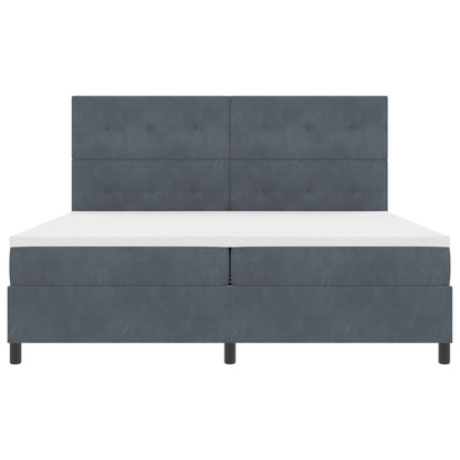 Boxspringbed Met Matras Donkergrijs 200X200 Cm Fluweel Blauw