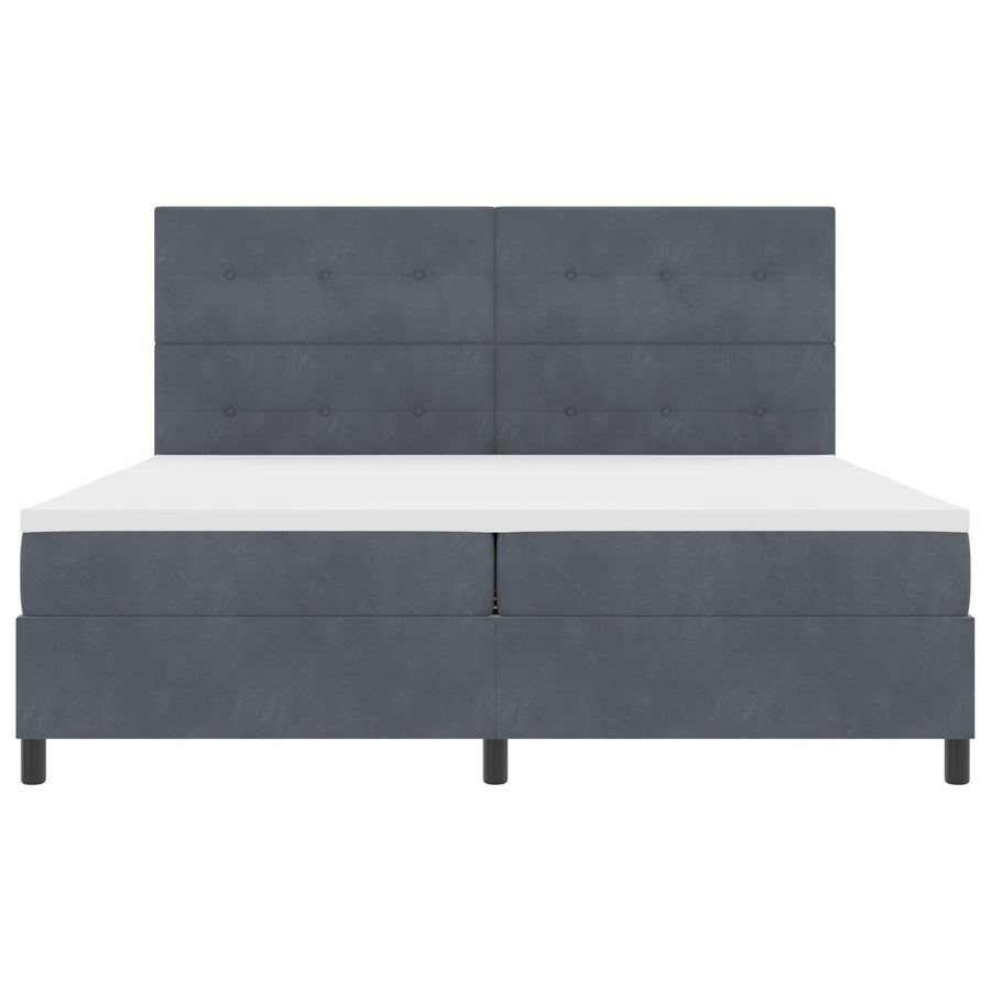 Boxspringbed Met Matras Donkergrijs 200X200 Cm Fluweel Blauw