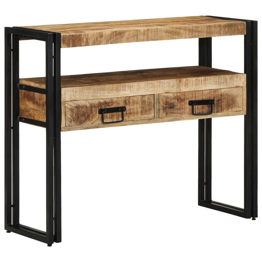 Bijzettafels Zwart En Metaal 90 x 33 x 75 cm Massief mangohout