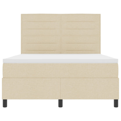 Boxspringbed Met Matras Stof Crème 140 x 200 cm Lijnen ontwerp