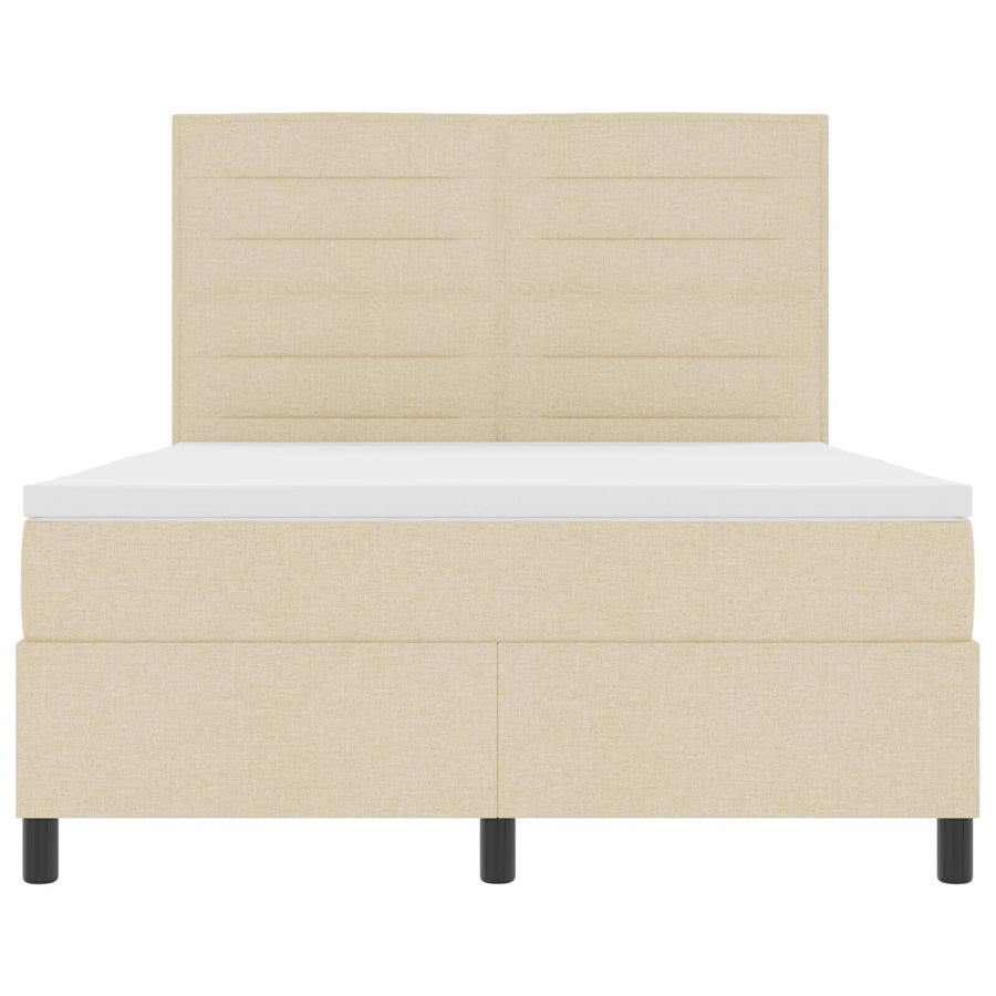 Boxspringbed Met Matras Stof Crème 140 x 200 cm Lijnen ontwerp