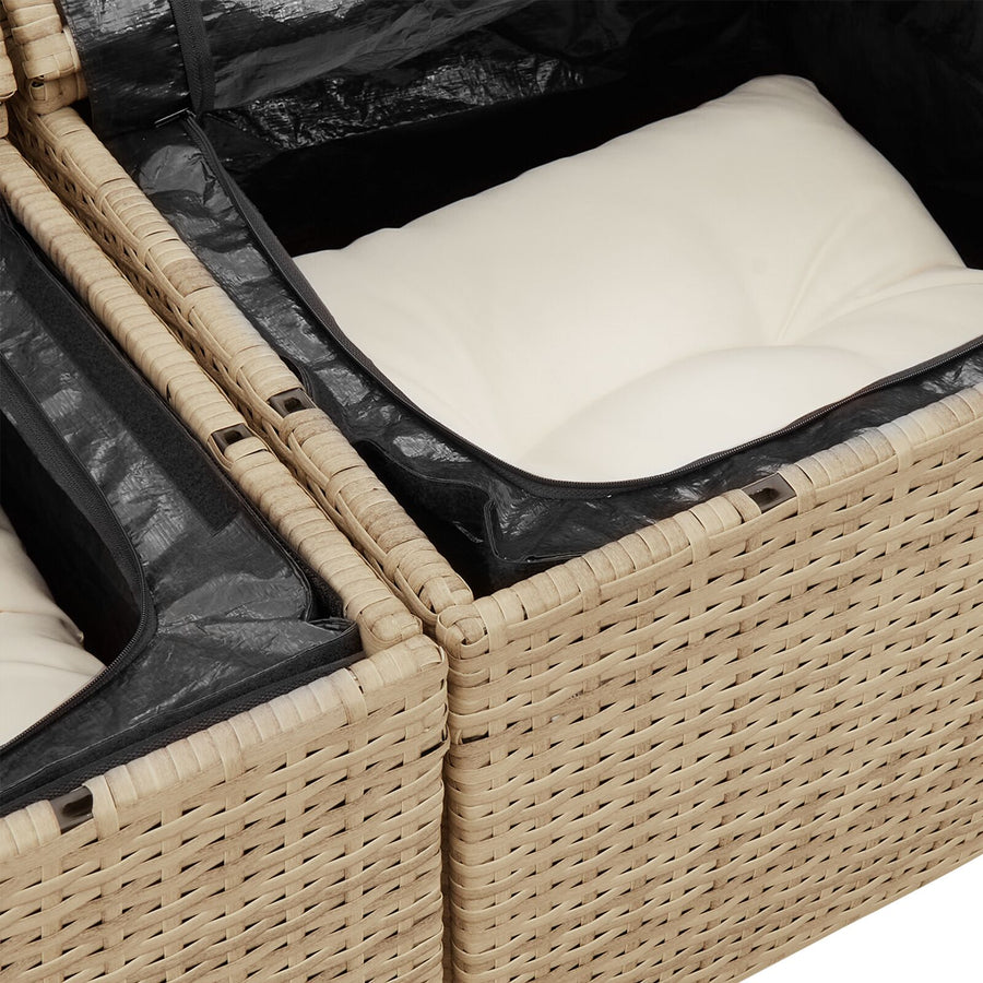 7-Delige Tuin Sofa Set Met Kussens Beige Poly Rattan Wit