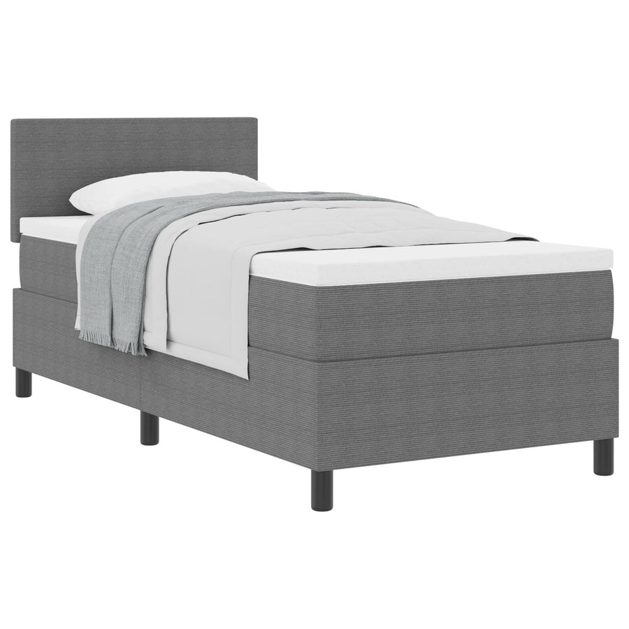 Boxspringbed Met Matras Lichtgrijs 80X200 Cm Corduroy Stof