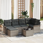 Garden Sofa Set with Cushions 7 pcs Grey Poly Rattan