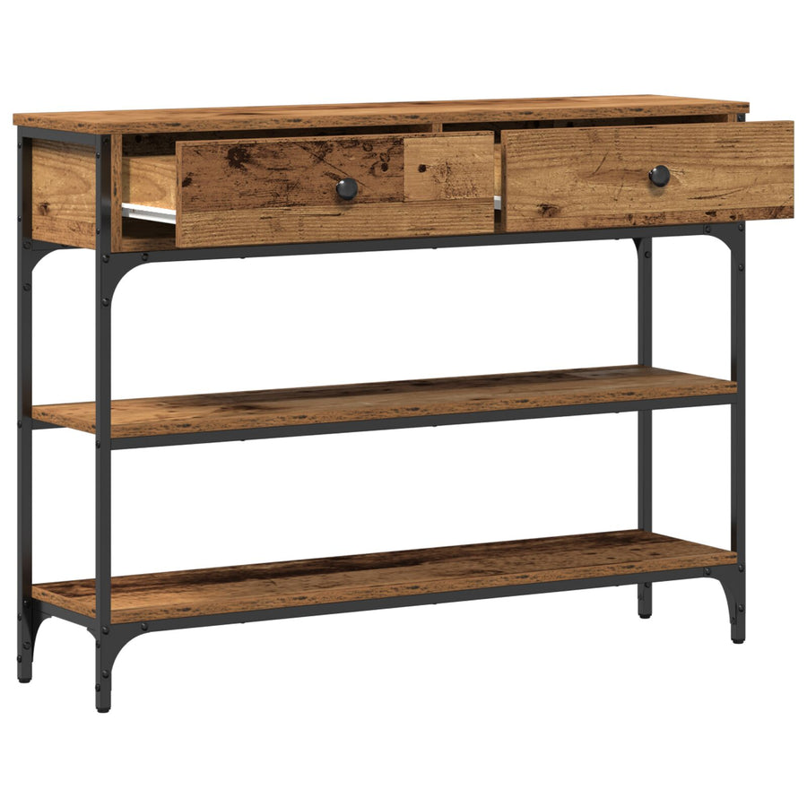 Console Tafel Oud Hout 100X25X75 Cm Engineerend Hout En Staal