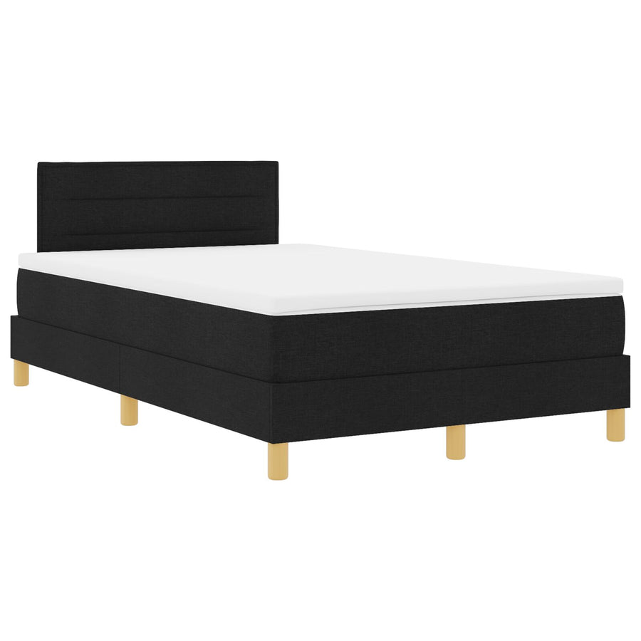 Boxspring Bed Met Matras Stof Zwart 120 x 200 cm Lijnen ontwerp