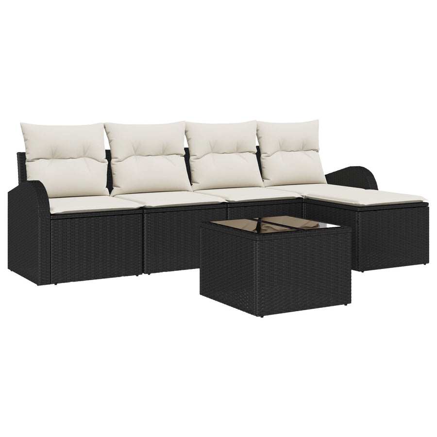 5-Delige Tuin Sofa Set Met Kussens Bruin Poly Rattan