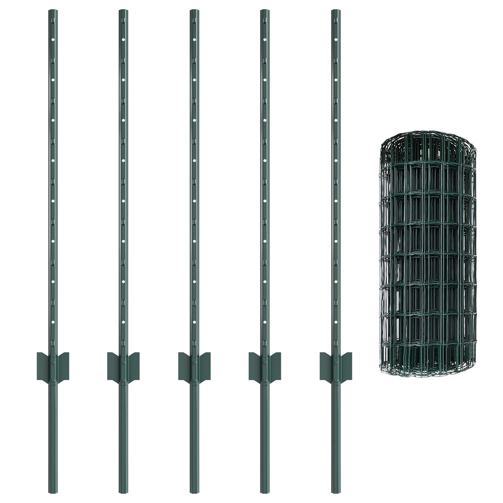 Euro Omheining Met 5 U Posts Groen 0.8X10 M Staal