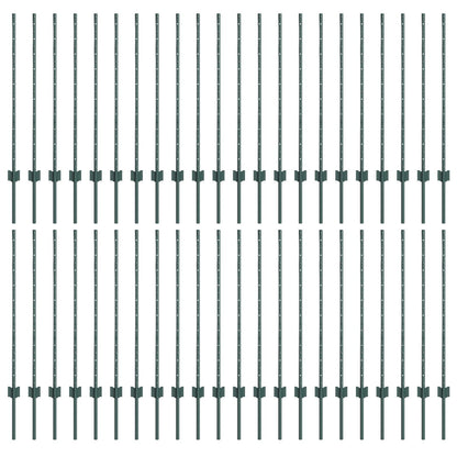 Hekpalen 44 stuks U-Channel Groen 140 cm Staal