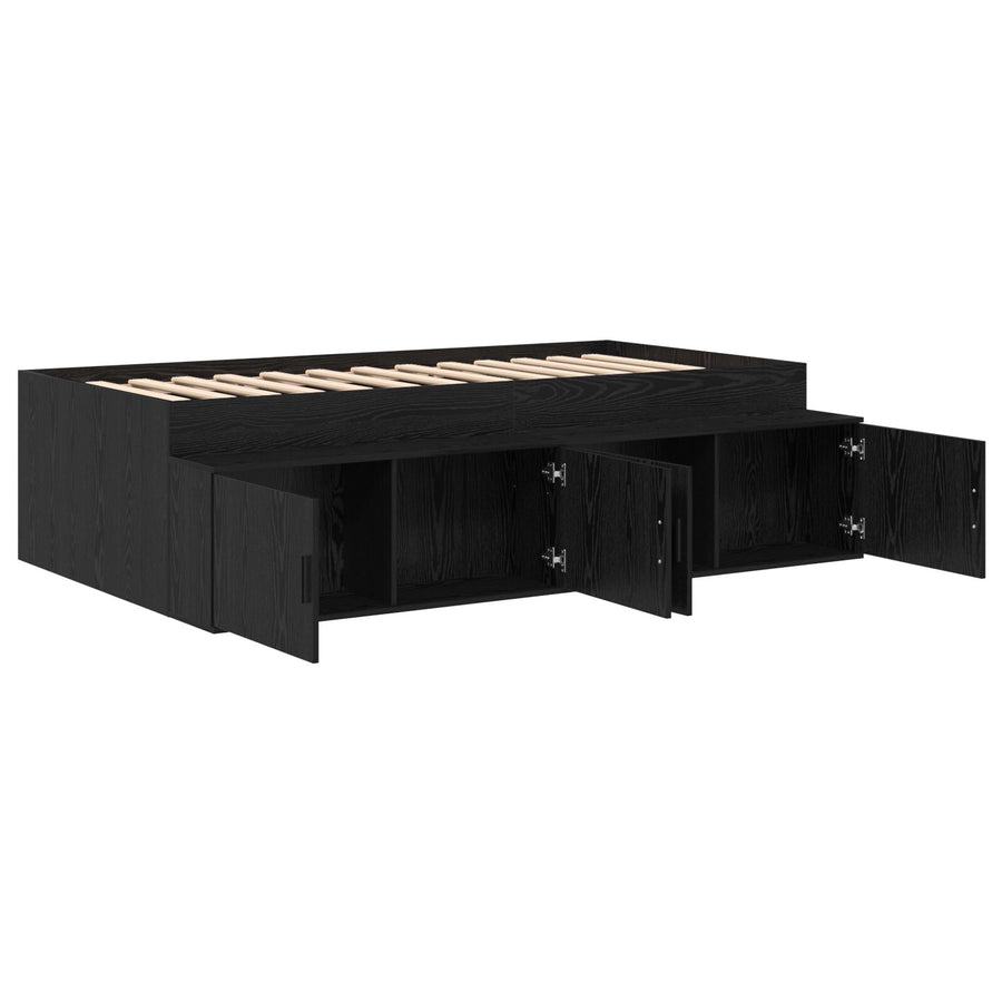 Opslagbedframe Zwart Eiken 80X200 Cm