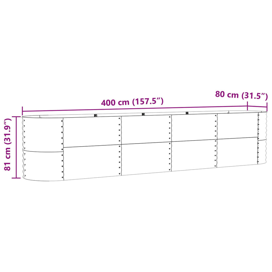 Tuin Verhoogd Bed Gegalvaniseerd Staal 400 x 80 x 81 cm Groen