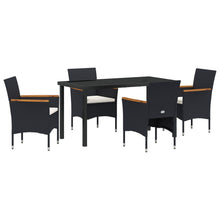 5 Delige Tuin Eettafelset Zwart Poly Rattan