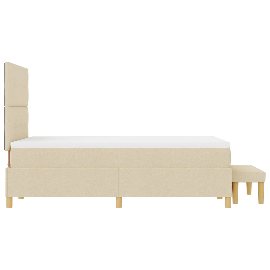 Boxspringbed Met Matras & Bank Stof Crème 120 x 200 cm Geknoopte stoffering