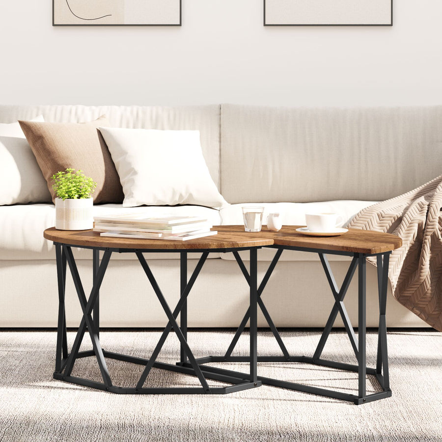 Salontafel 80X80X42 Cm Gelaagd Hout Oud hout