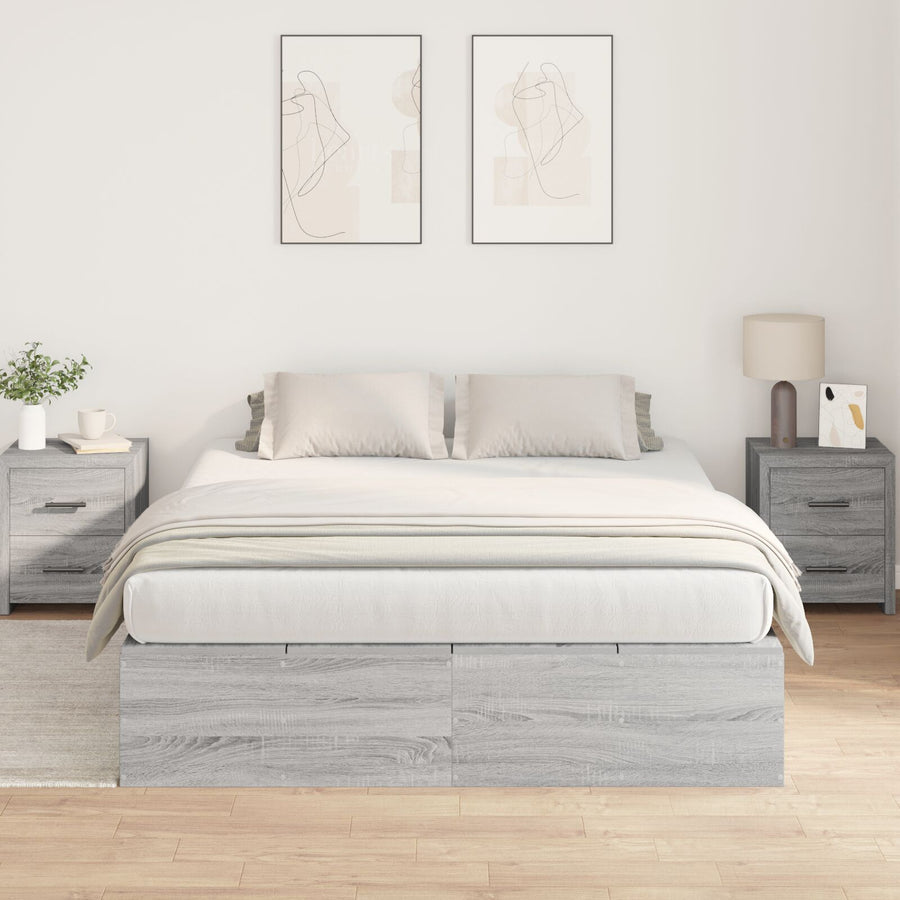 Opbergbedframe Grijs Sonoma 135 x 190 cm