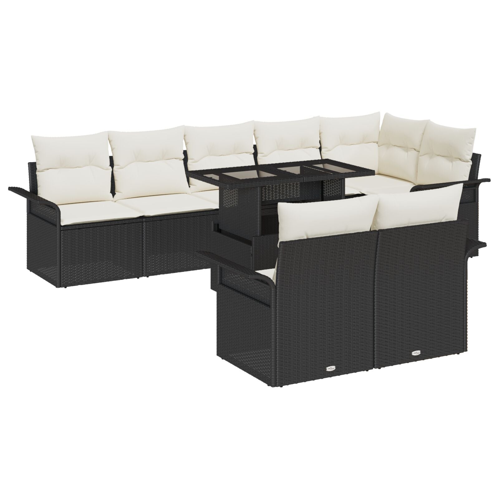 9-Delige Tuin Sofa Set Met Kussens Zwart Poly Rattan