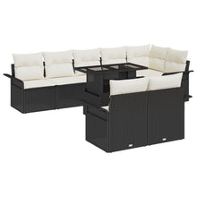 9-Delige Tuin Sofa Set Met Kussens Zwart Poly Rattan
