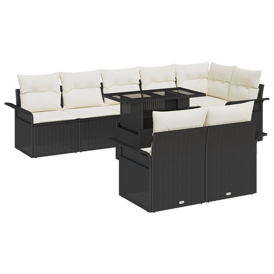9-Delige Tuin Sofa Set Met Kussens Zwart Poly Rattan