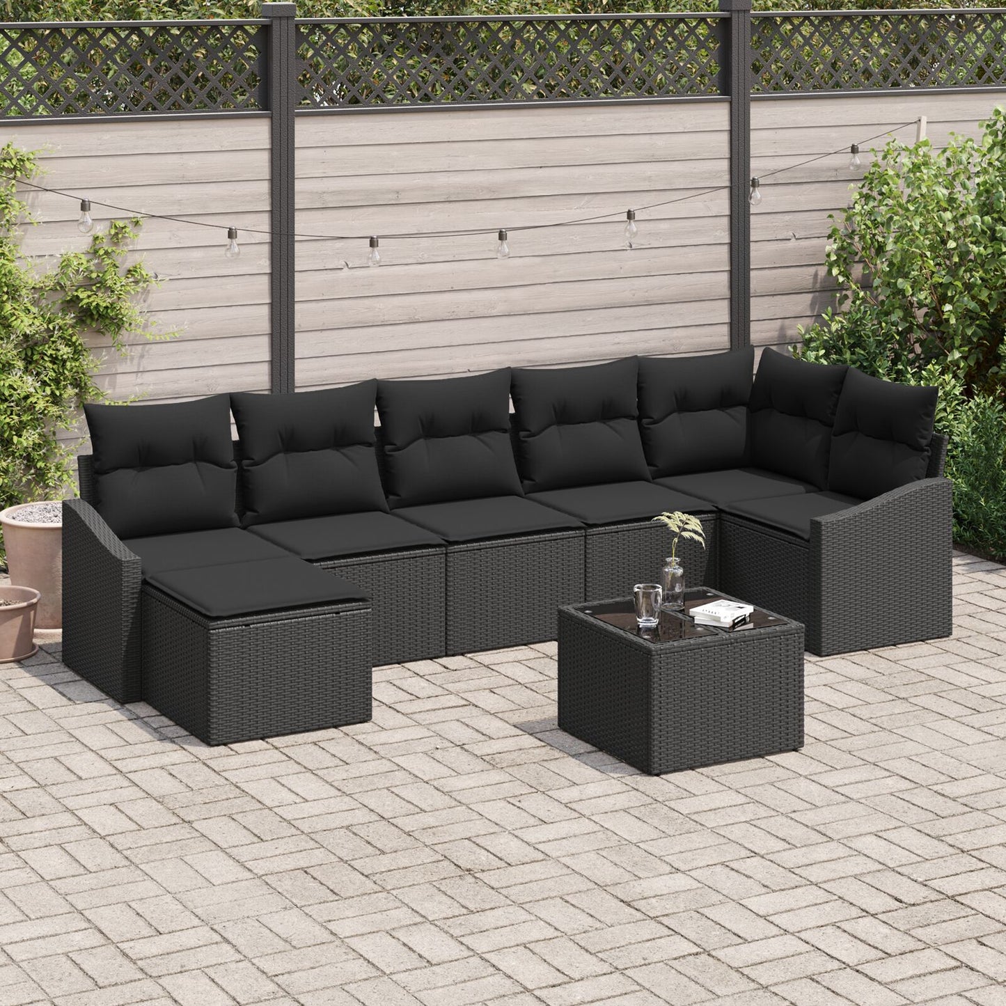 8-Delige Tuin Sofa Set Met Kussens Beige Poly Rattan