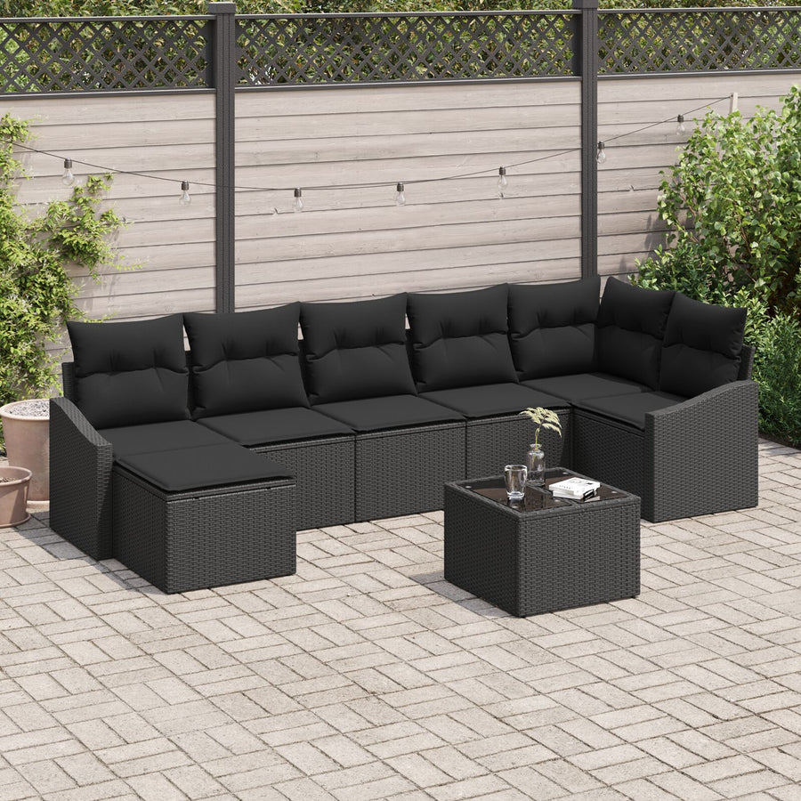 8-Delige Tuin Sofa Set Met Kussens Beige Poly Rattan