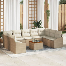 10-Delige Tuin Sofa Set Met Kussens Beige Poly Rattan Acacia