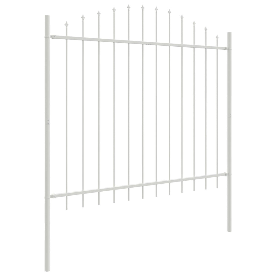 Tuinafscheiding Met Hoepeltop 5,1X1,25 M Staal Wit 5.1 m 100-125 cm