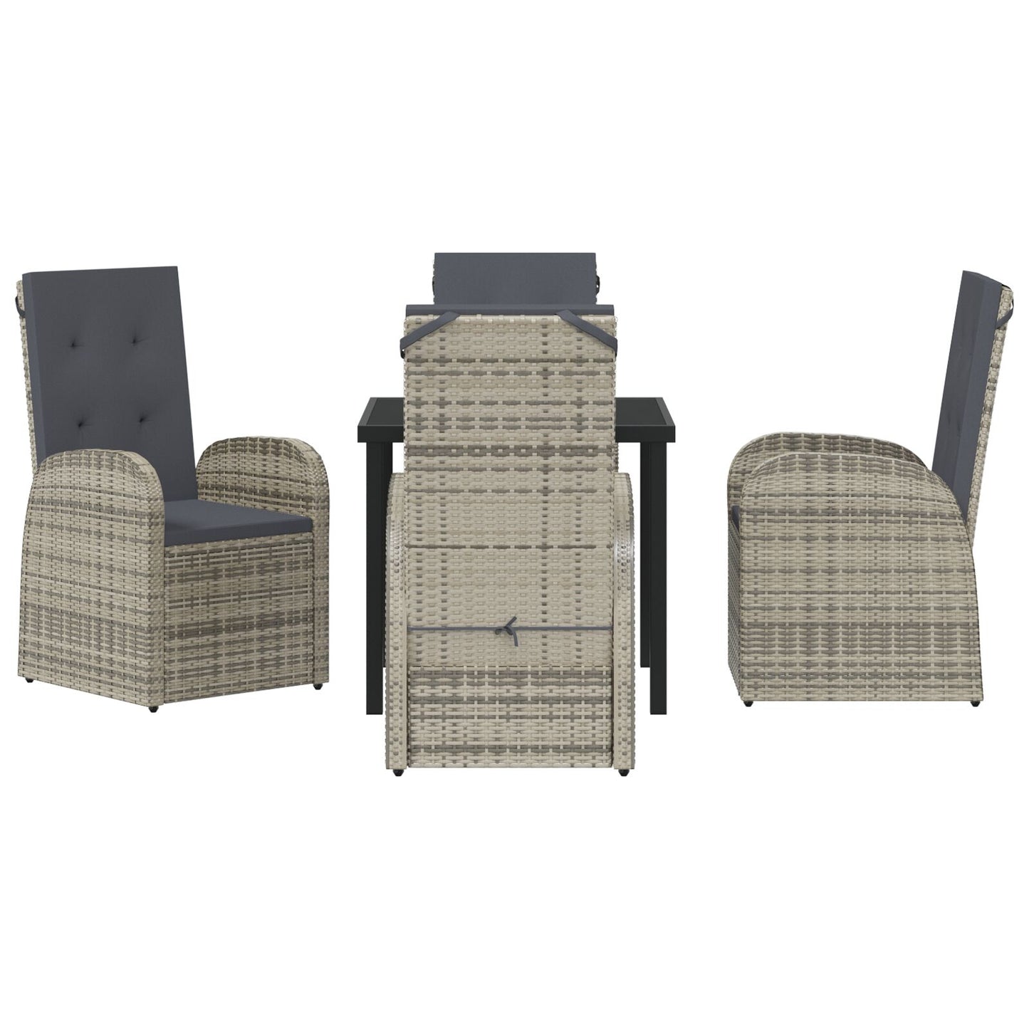 5-Delige Tuin Eetset Met Kussens Grijs Poly Rattan